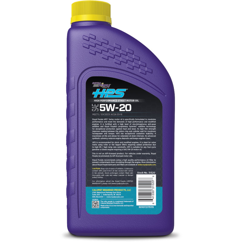 Royal Purple HPS Synthetic High Performance Street 5W-20 Motor Oil - 1 Quart Royal Purple Motor Oils AXOPROS