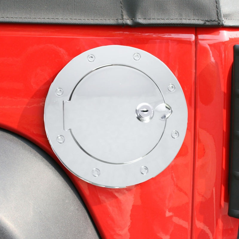 Rugged Ridge 07-18 Jeep Wrangler JK Stainless Steel Locking Gas Cap Door Rugged Ridge Fuel Caps  AXOPROS