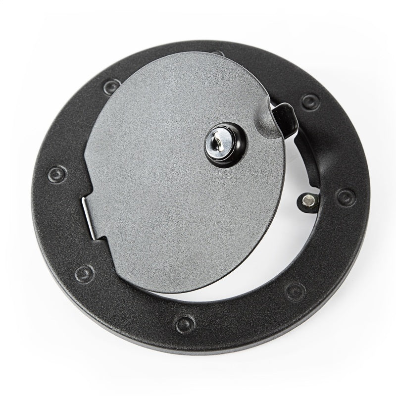 Rugged Ridge 07-18 Jeep Wrangler JK Textured Black Locking Gas Cap Door Rugged Ridge Fuel Caps AXOPROS