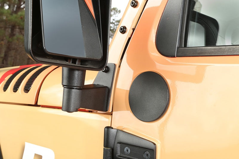 Rugged Ridge 07-18 Jeep Wrangler JK Textured Black Mirror Relocation Brackets Rugged Ridge Exterior Trim AXOPROS