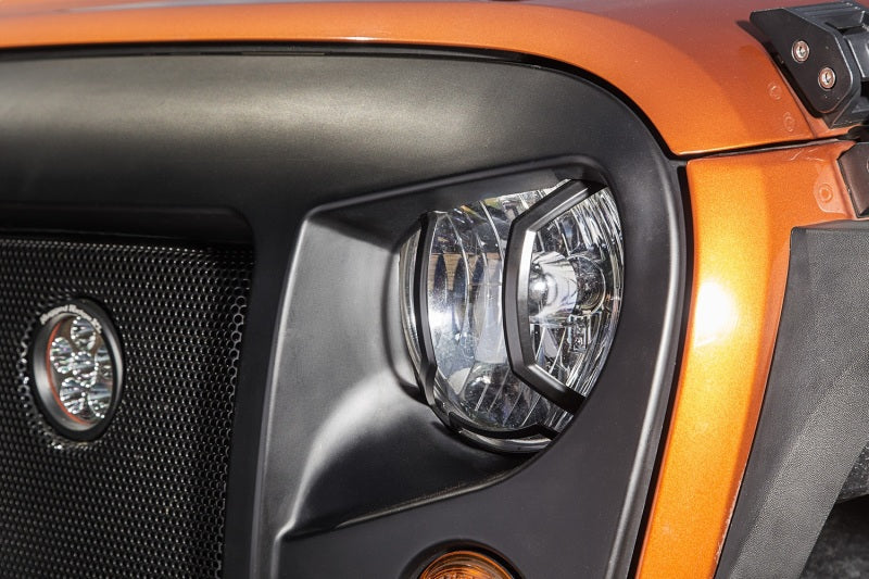 Rugged Ridge 07-18 Jeep Wrangler JK/JKU Textured Black Elite Headlight Euro Guards Rugged Ridge Light Covers and Guards AXOPROS