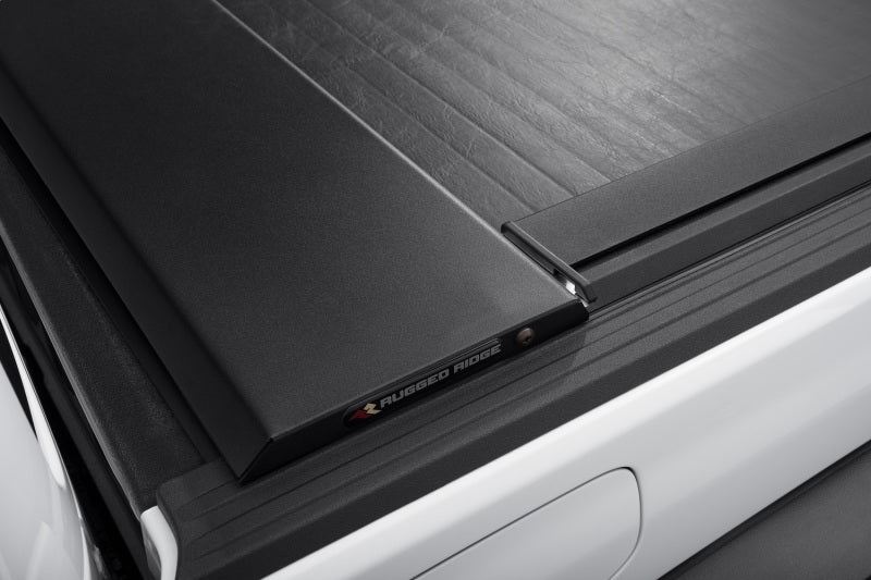 Rugged Ridge 20-22 Jeep Gladiator w/o Trail Rail Sys Armis Tonneau Cover w/Max Track - Tex. Blk Rugged Ridge Tonneau Covers - Hard Fold AXOPROS