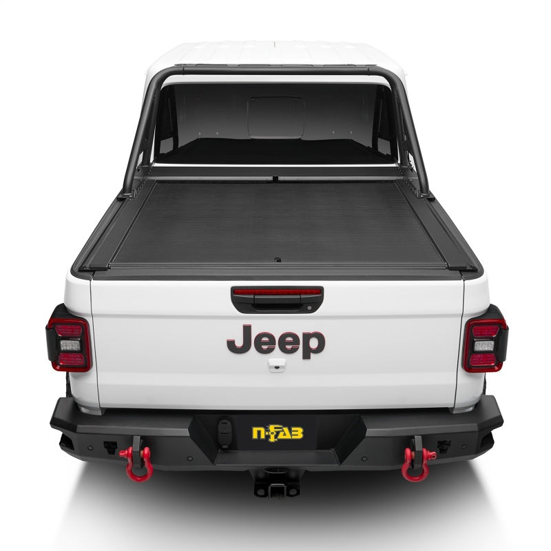 Rugged Ridge 20-22 Jeep Gladiator w/o Trail Rail Sys Armis Tonneau Cover w/Max Track - Tex. Blk Rugged Ridge Tonneau Covers - Hard Fold AXOPROS