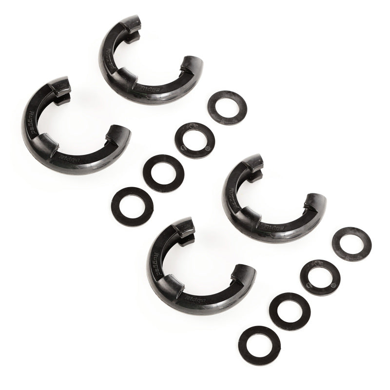 Rugged Ridge 3/4in Black D-Ring Isolator Kit Rugged Ridge Shackle Kits AXOPROS