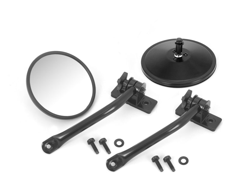 Rugged Ridge 97-18 Jeep Wrangler Black Round Quick Release Mirror Rugged Ridge Exterior Trim AXOPROS