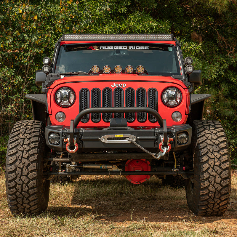 Rugged Ridge Arcus Front Bumper Set W/ Overrider 2018 Jeep Wrangler JK Rugged Ridge Bumpers - Steel AXOPROS