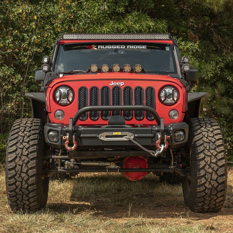 Rugged Ridge Arcus Front Bumper Tube Overrider Black JK Rugged Ridge Bumpers - Steel AXOPROS