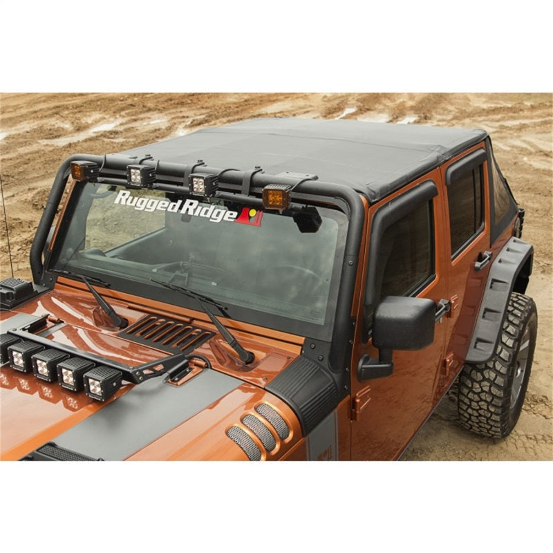 Rugged Ridge Bowless Soft Top Black Diamond 4-Door 07-18 Jeep Wrangler JK Rugged Ridge Soft Tops AXOPROS