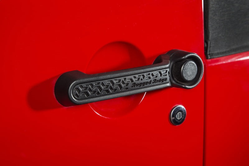 Rugged Ridge Elite Dr Hndle Inserts Black Tread 4Dr 07-18 Jeep Wrangler JK Rugged Ridge Doors AXOPROS