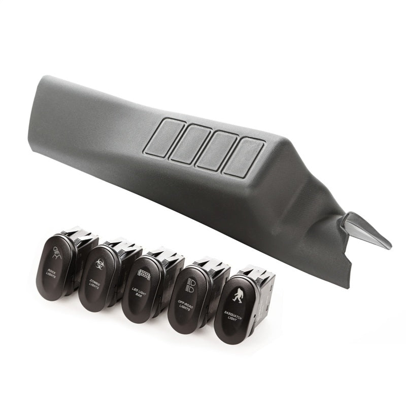 Rugged Ridge Etched A-Pillar 4 Switch Pod Kit LHD 11-18 JK Rugged Ridge Dash & Interior Trim AXOPROS