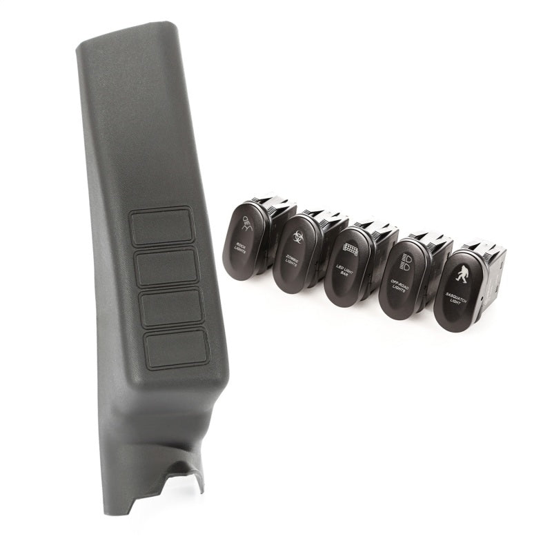 Rugged Ridge Etched A-Pillar 4 Switch Pod Kit LHD 11-18 JK Rugged Ridge Dash & Interior Trim AXOPROS