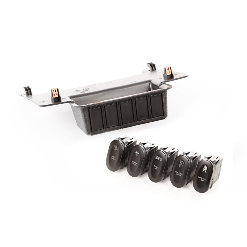 Rugged Ridge Etched Lower 5 Switch Panel Kit 11-18 JK Rugged Ridge Dash & Interior Trim AXOPROS