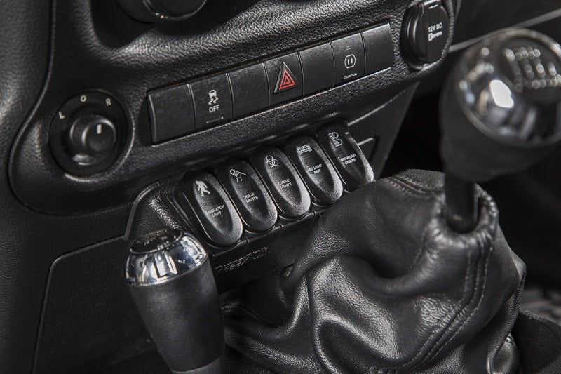 Rugged Ridge Etched Lower 5 Switch Panel Kit 11-18 JK Rugged Ridge Dash & Interior Trim AXOPROS
