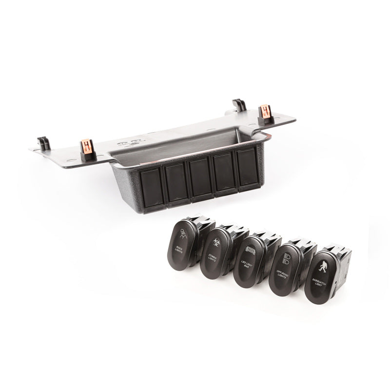 Rugged Ridge Etched Lower 5 Switch Panel Kit 11-18 JK Rugged Ridge Dash & Interior Trim AXOPROS