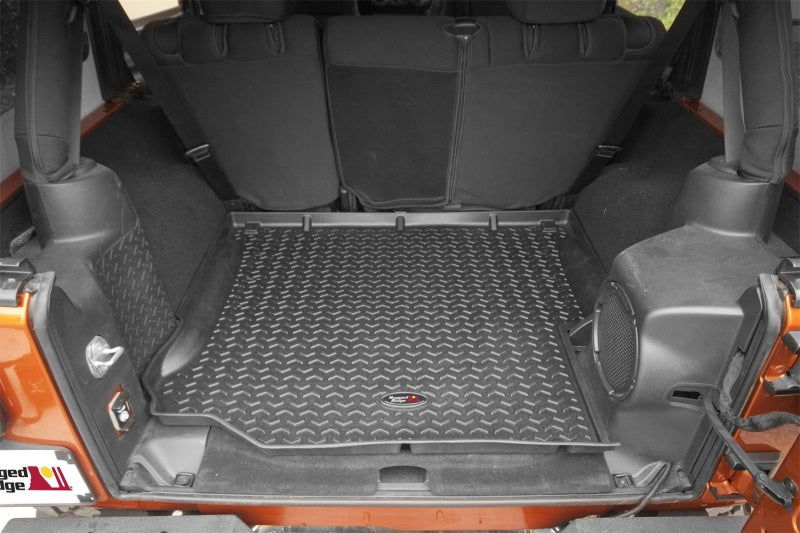 Rugged Ridge Floor Liner Cargo Black 2007-2018 Jeep Wrangler Unlimited JK 4 Dr Rugged Ridge Floor Mats - Rubber AXOPROS
