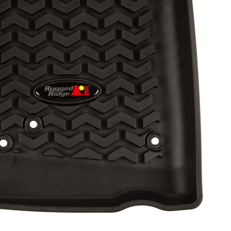 Rugged Ridge Floor Liner Front Black 2007-2018 Jeep Wrangler Unlimited JK 4 Dr Rugged Ridge Floor Mats - Rubber AXOPROS
