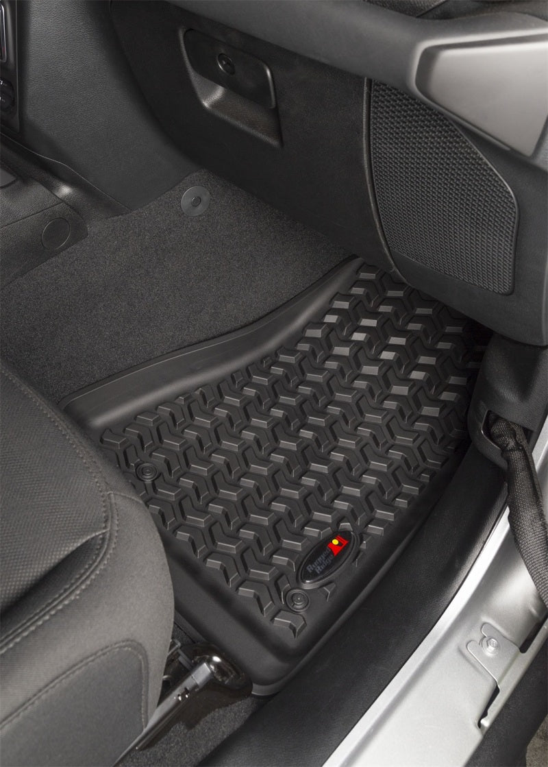 Rugged Ridge Floor Liner Front Black 2018-2020 Jeep Wrangler 2020 Gladiator JL / JT Rugged Ridge Floor Mats - Rubber AXOPROS