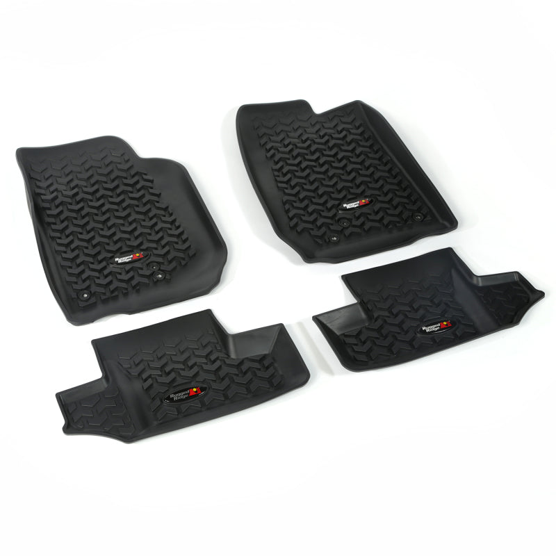 Rugged Ridge Floor Liner Front/Rear Black 2007-2018 Jeep Wrangler JK 2 Dr Rugged Ridge Floor Mats - Rubber AXOPROS