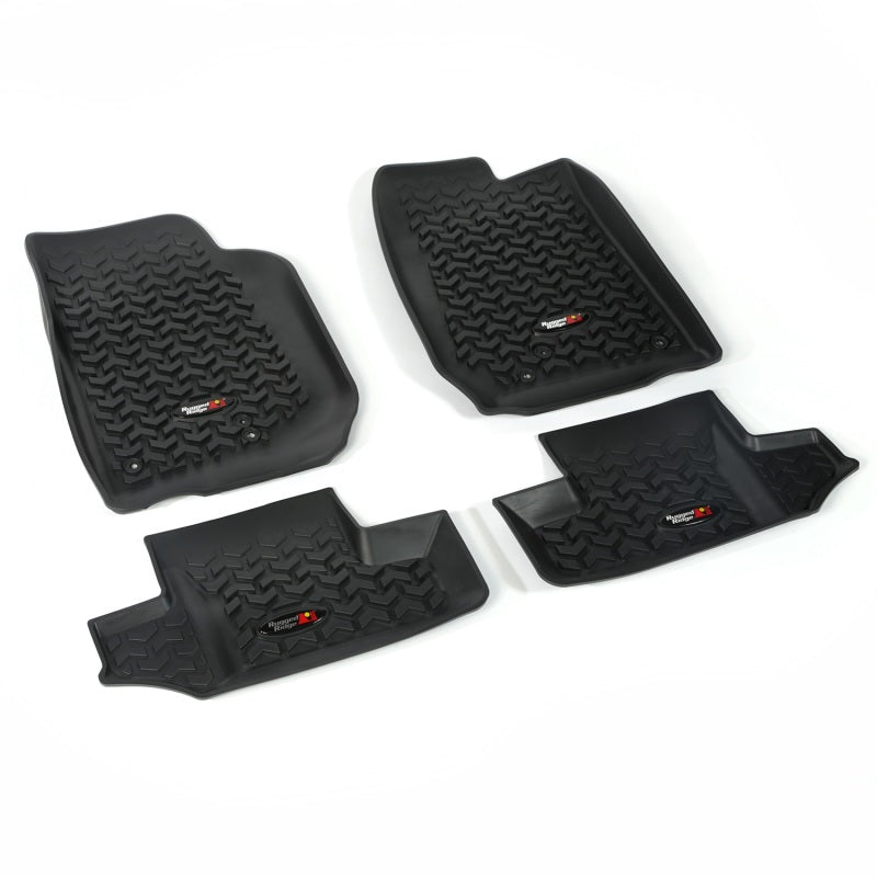 Rugged Ridge Floor Liner Front/Rear Black 2007-2018 Jeep Wrangler JK 2 Dr Rugged Ridge Floor Mats - Rubber AXOPROS