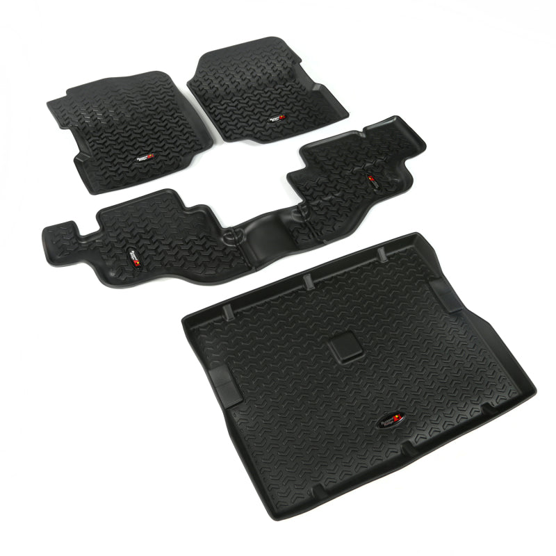 Rugged Ridge Floor Liner Front/Rear/Cargo Black 1976-1995 Jeep Wrangler / CJ Rugged Ridge Floor Mats - Rubber AXOPROS