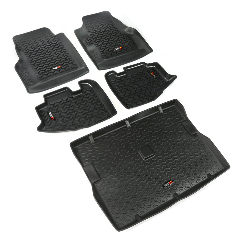 Rugged Ridge Floor Liner Front/Rear/Cargo Black 1997-2006 Jeep Wrangler TJ Rugged Ridge Floor Mats - Rubber AXOPROS