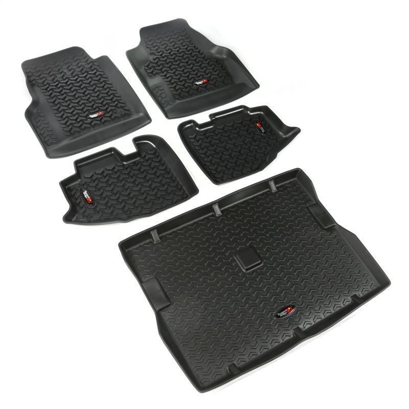 Rugged Ridge Floor Liner Front/Rear/Cargo Black 1997-2006 Jeep Wrangler TJ Rugged Ridge Floor Mats - Rubber AXOPROS