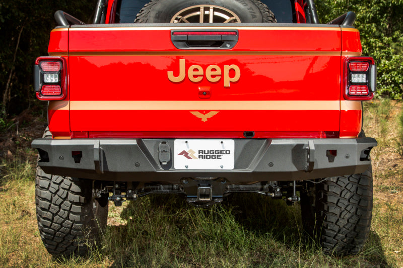 Rugged Ridge HD Bumper Rear 20-21 Jeep Gladiator JT Rugged Ridge Bumpers - Steel AXOPROS
