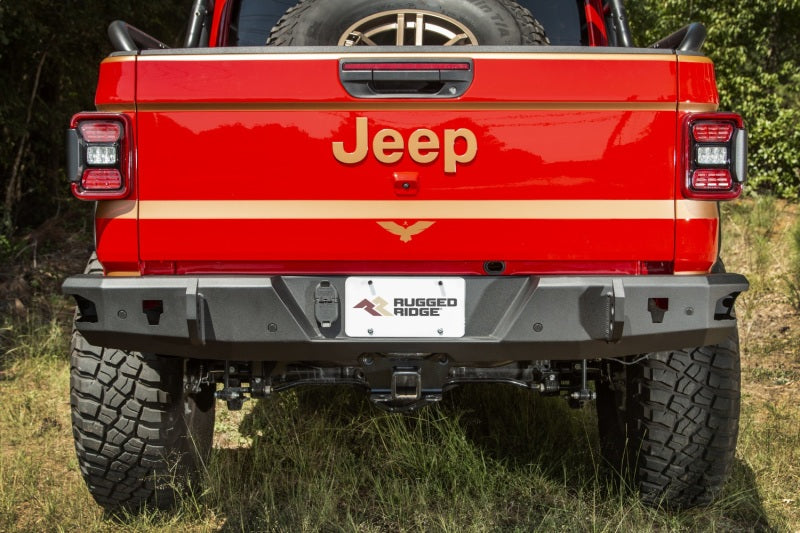 Rugged Ridge HD Bumper Rear 20-21 Jeep Gladiator JT Rugged Ridge Bumpers - Steel AXOPROS