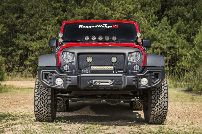 Rugged Ridge Spartacus Front Bumper Black 07-18 Jeep Wrangler Rugged Ridge Bumpers - Steel AXOPROS