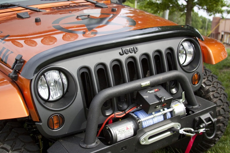 Rugged Ridge Wraparound Bug Deflector Smoke 07-18 Jeep Wrangler Rugged Ridge Hood Deflectors AXOPROS