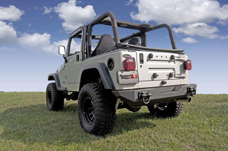 Rugged Ridge XHD Rear Bumper 76-06 Jeep CJ / Jeep Wrangler Rugged Ridge Bumpers - Steel AXOPROS