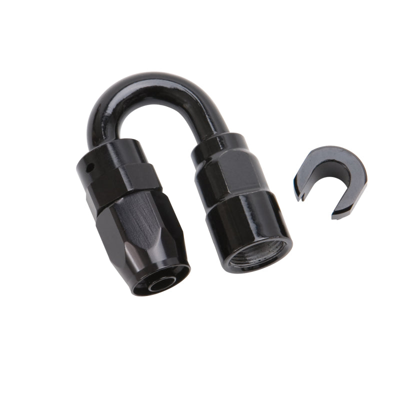 Russell Performance 3/8in SAE Quick Disc Female to -6 Hose Black 180 Degree Hose End Russell Fittings AXOPROS