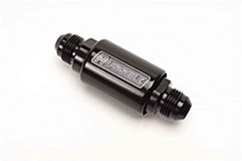 Russell Performance Black Anodized (3-1/4in Length 1-1/4in dia. -8 male inlet/outlet) Russell Fuel Filters  AXOPROS