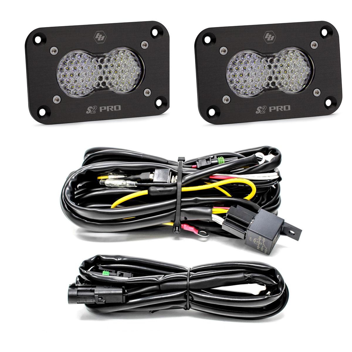 S2 Pro Black Flush Mount LED Light Pod Reverse Kit Baja Designs Auxiliary Light AXOPROS