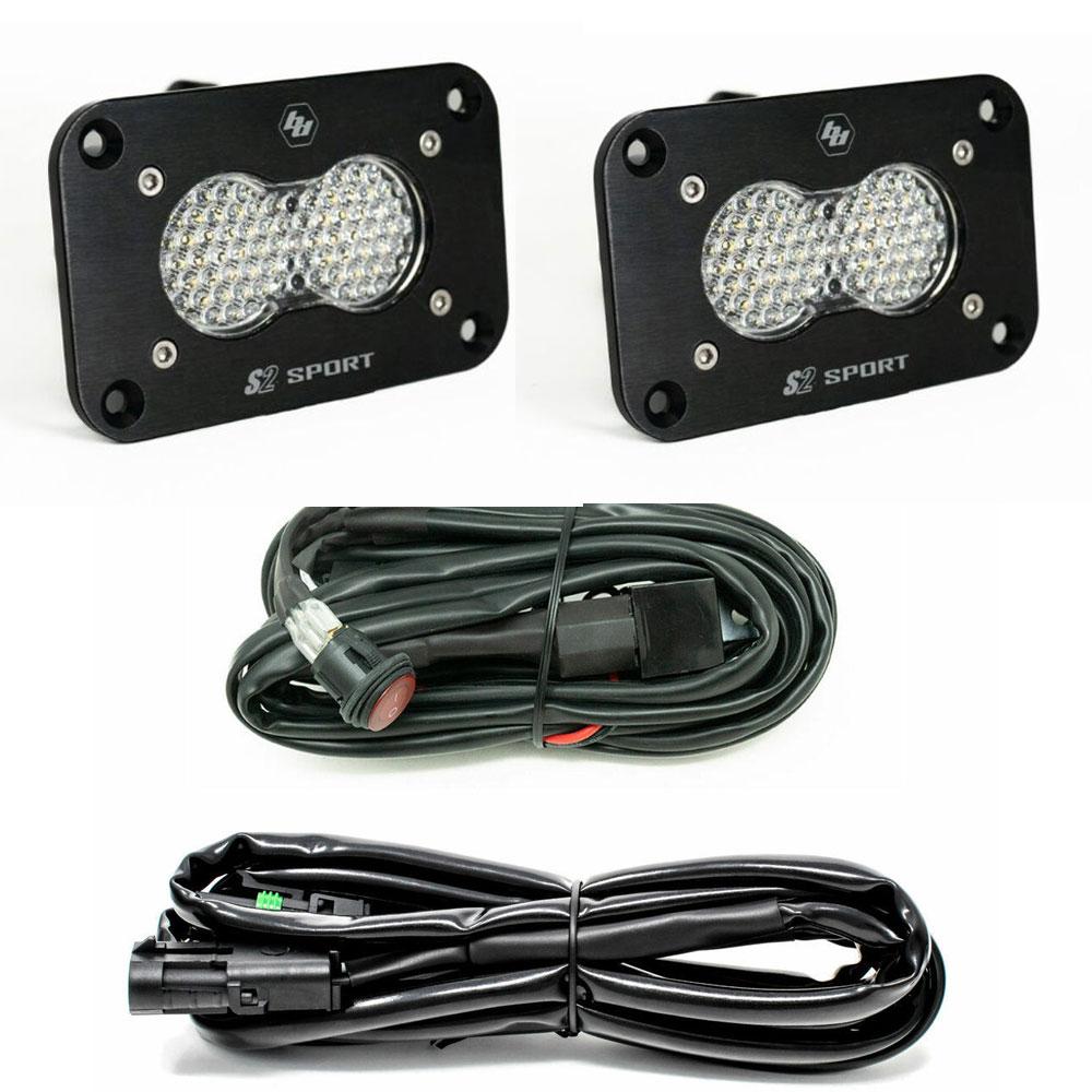 S2 Sport Black Flush Mount LED Light Pod Reverse Kit Baja Designs Auxiliary Light AXOPROS