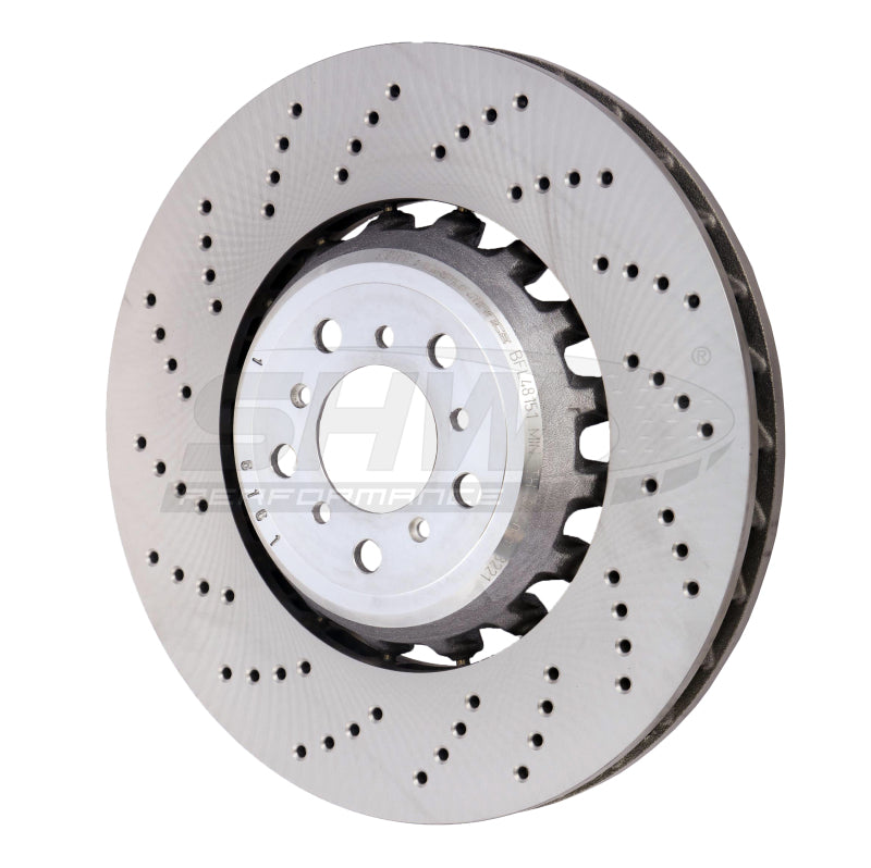 SHW 13-16 BMW M5 4.4L Left Front Cross-Drilled Lightweight Brake Rotor (34112284101) SHW Performance Brake Rotors - Drilled AXOPROS