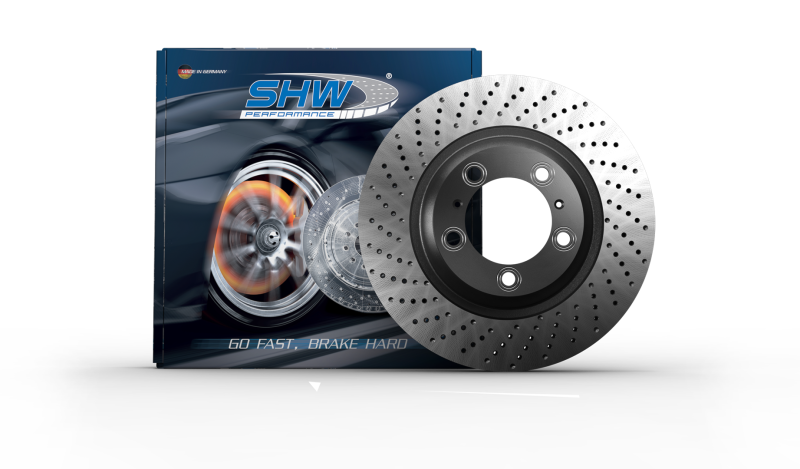 SHW 13-16 Porsche Boxster 2.7L w/o Ceramic Brakes Left Front Drill-Dimp MB Brake Rotor (98135140101) SHW Performance Brake Rotors - Drilled AXOPROS