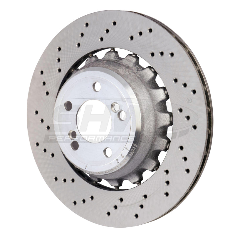 SHW 15-18 BMW X5 M 4.4L Left Rear Cross-Drilled Lightweight Brake Rotor (34212284903) SHW Performance Brake Rotors - Drilled AXOPROS