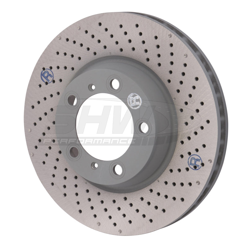 SHW 2012 Porsche 911 Carrera 4GTS 3.8L w/o Ceramics Right Frt Drill-Dimp MB Brake Rotor(99635141004) SHW Performance Brake Rotors - Drilled AXOPROS