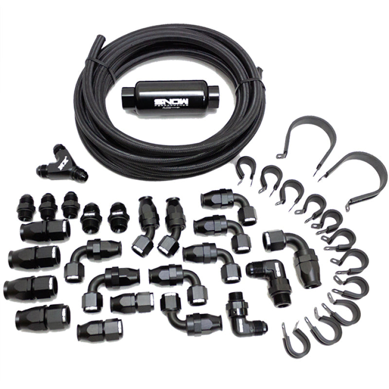 Snow Performance 10AN Braided Stainless Fuel Line Kit - Black Line Snow Performance Injection Pump Components AXOPROS