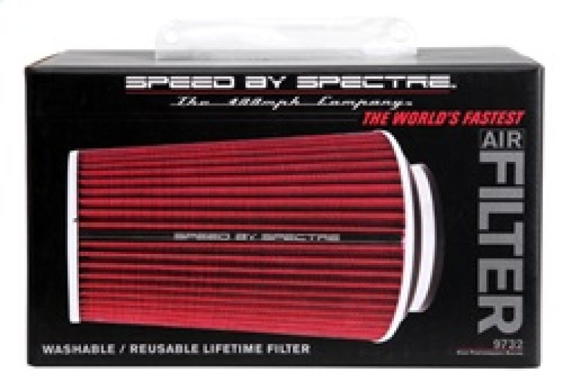 Spectre Adjustable Conical Air Filter 9-1/2in. Tall (Fits 3in. / 3-1/2in. / 4in. Tubes) - Red Spectre Air Filters - Universal Fit  AXOPROS