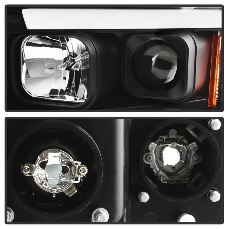 Spyder 02-05 Dodge Ram 1500 Light Bar Projector Headlights - Black (PRO-YD-DR02V2-LB-BK) SPYDER Headlights AXOPROS