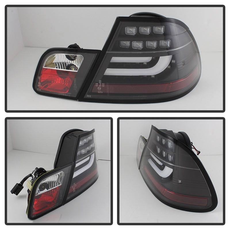 Spyder 04-06 BMW E46 2Dr (Coupe ONLY No Conv.) Lgtbar Styl LED Tail Lghts Blk ALT-YD-BE4604-LBLED-BK SPYDER Tail Lights  AXOPROS