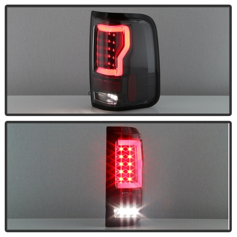 Spyder 04-08 Ford F-150 Projector Tail Lights - Light Bar DRL LED - Black ALT-YD-FF15004V2-LBLED-BK SPYDER Headlights AXOPROS