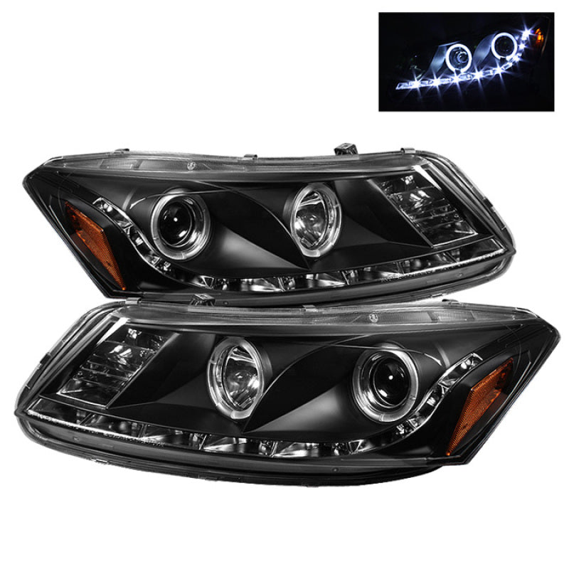 Spyder Honda Accord 08-12 4Dr Projector Headlights- LED Halo DRL Blk PRO-YD-HA08-4D-HL-BK SPYDER Headlights AXOPROS