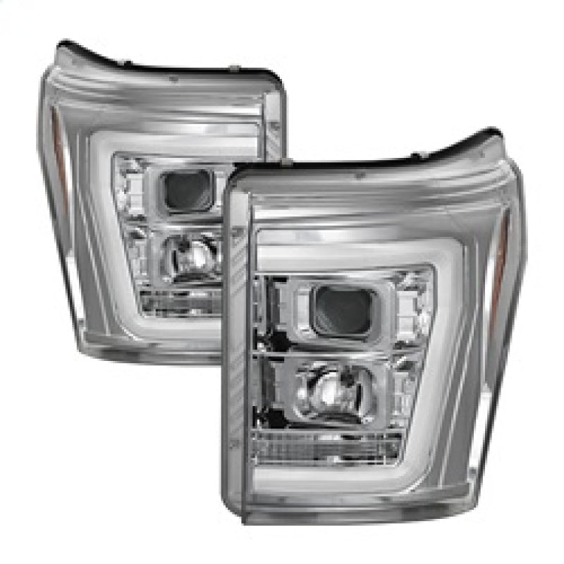 Spyder 11-16 Ford F-250/F-350 V2 Projector Headlights - Light Bar DRL - Chrome PRO-YD-FS11V2-LB-C SPYDER Headlights AXOPROS