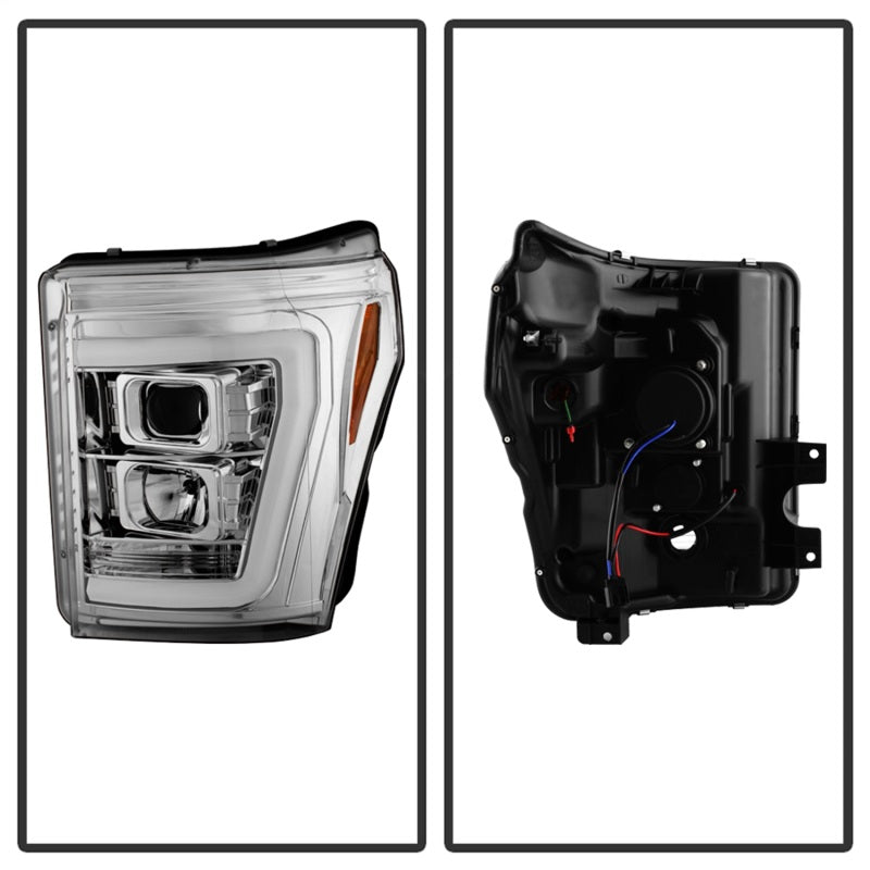 Spyder 11-16 Ford F-250/F-350 V2 Projector Headlights - Light Bar DRL - Chrome PRO-YD-FS11V2-LB-C SPYDER Headlights AXOPROS