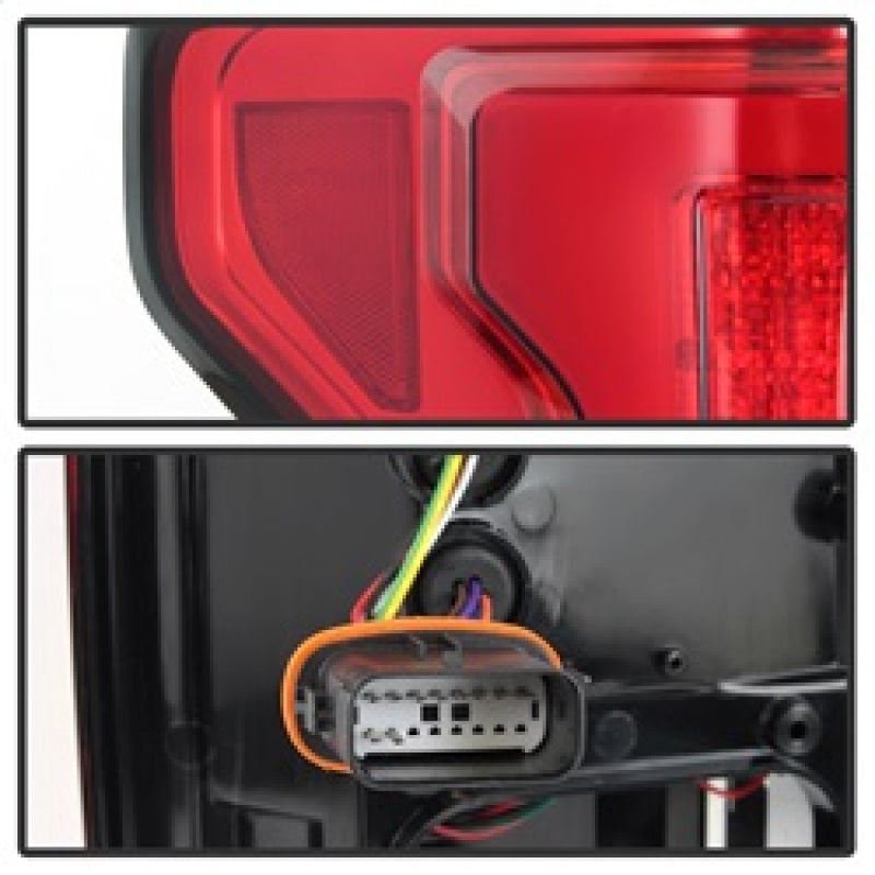Spyder 15-18 Ford F-150 LED Tail Lights (w/Blind Spot) - Red Clear (ALT-YD-FF15015BS-LBLED-RC) SPYDER Tail Lights  AXOPROS