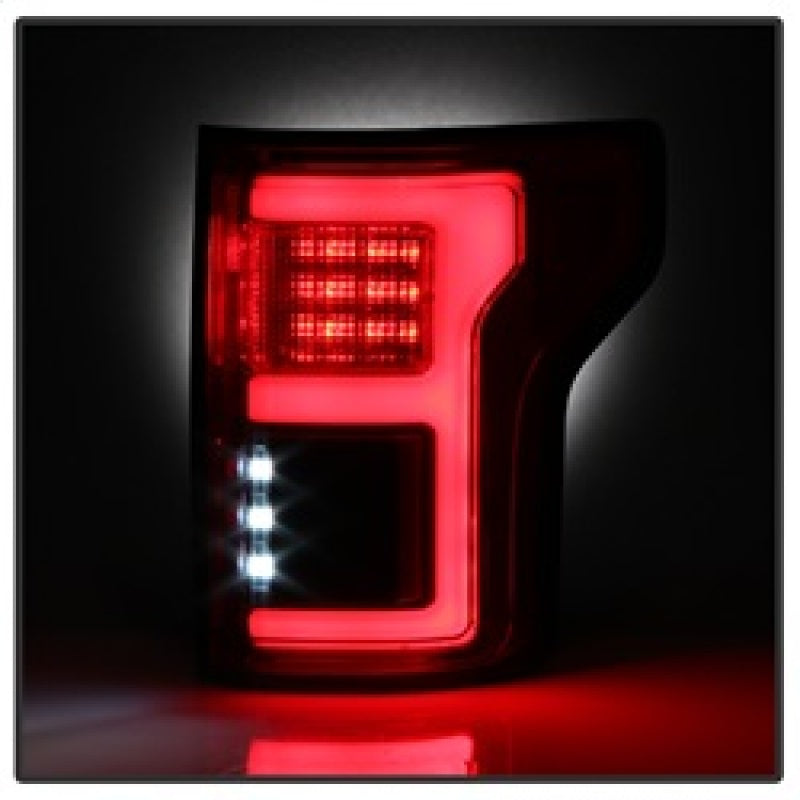 Spyder 15-18 Ford F-150 LED Tail Lights (w/Blind Spot) - Red Clear (ALT-YD-FF15015BS-LBLED-RC) SPYDER Tail Lights  AXOPROS