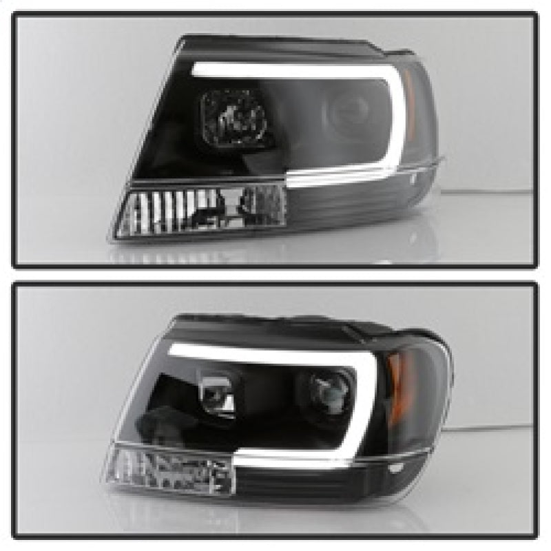 Spyder 99-04 Jeep Grand Cherokee Projector Headlights - Light Bar DRL LED - Black SPYDER Headlights AXOPROS